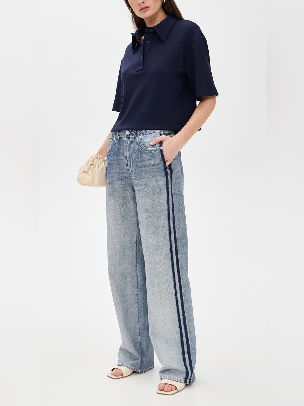Rag & bone rb Miramar Track Stripe Cotton Terry Sweatpant Jeans In Coney Size L